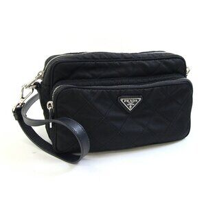 PRADA Black Leather Shoulder Bag
